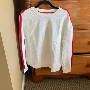 Boden White Sweatshirt with Red Accents